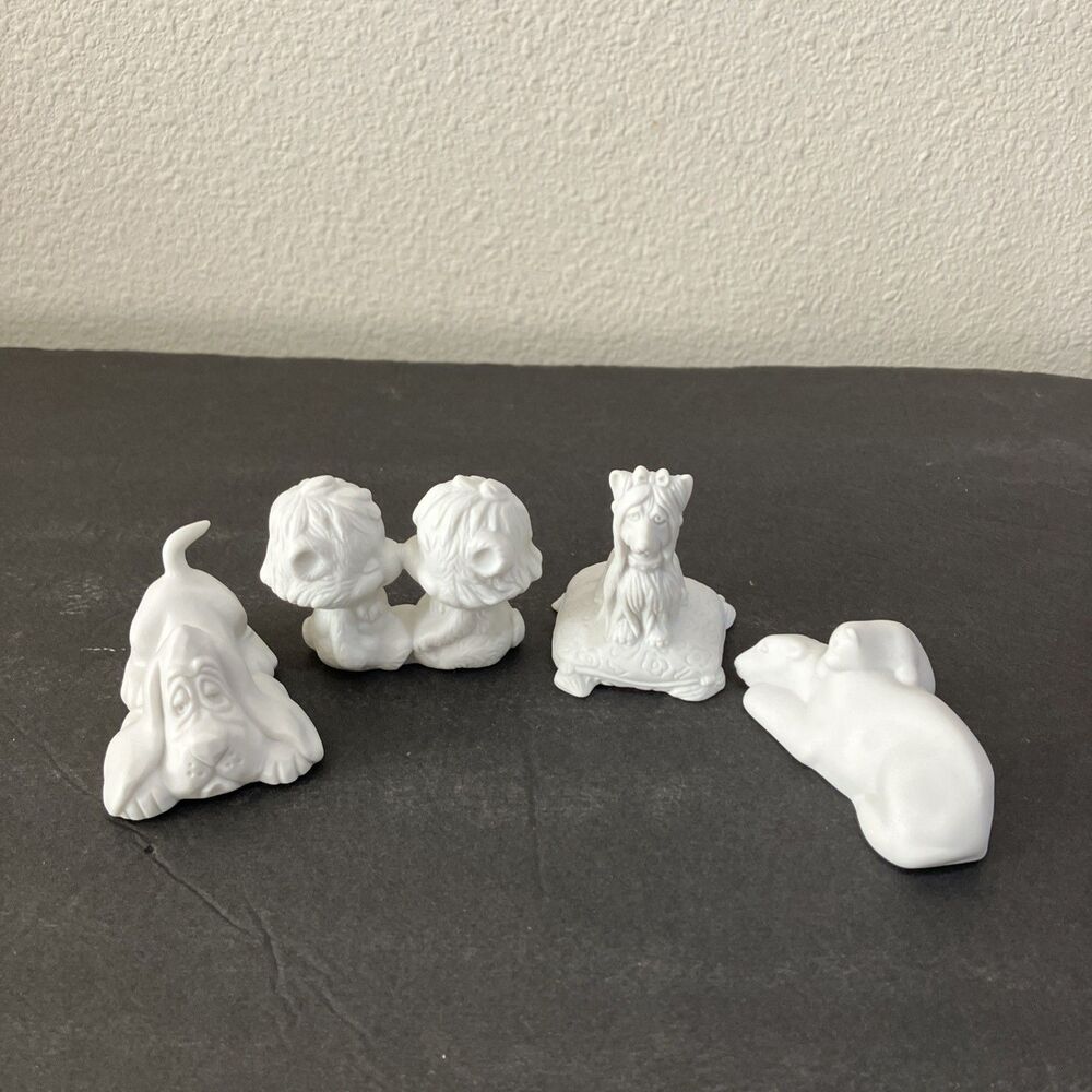 4 Hallmark Bisque Porcelain Little Gallery Dogs Kissing Bears Polar Bears Lot